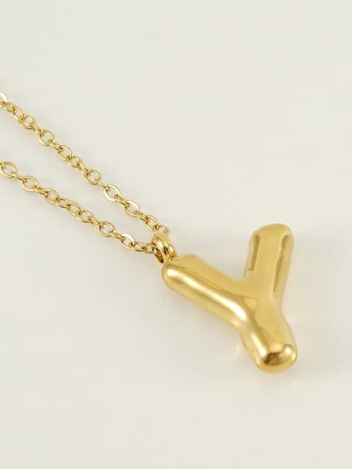 Letter Y [Gold] Titanium Steel Letter Necklace With 26 letters